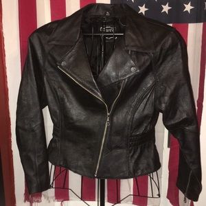 VTG Genuine leather biker jacket women’s size L/XL